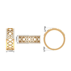 3/4 CT Vintage Inspired Diamond Wedding Band with Cutwork Details