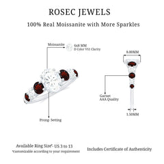 Moissanite 6X8 MM Oval Engagement Ring with Garnet