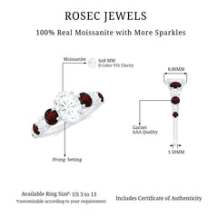 Moissanite 6X8 MM Oval Engagement Ring with Garnet