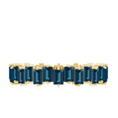Baguette London Blue Topaz Zig Zag Wedding Ring
