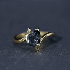 6X8mm Pear Shape London Blue Topaz Solitaire Ring with Bypass Shank