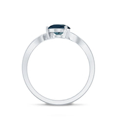 6X8mm Pear Shape London Blue Topaz Solitaire Ring with Bypass Shank