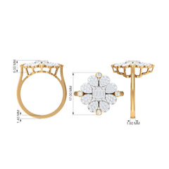 Natural Diamond Statement Engagement Ring in Illusion Set