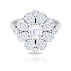 Natural Diamond Statement Engagement Ring in Illusion Set