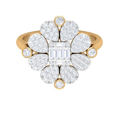 Natural Diamond Statement Engagement Ring in Illusion Set