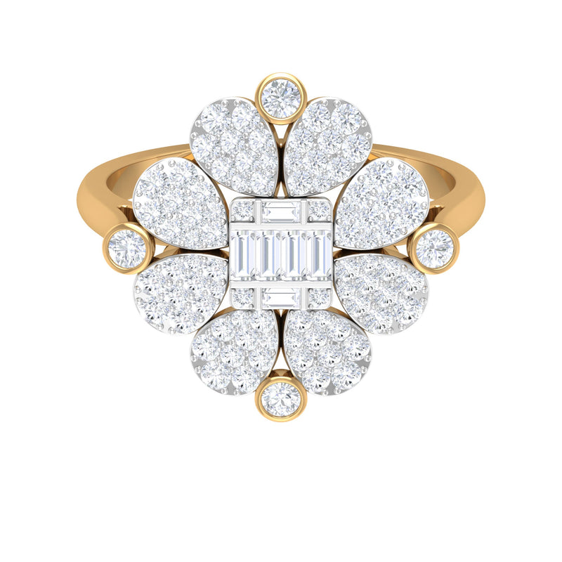 Natural Diamond Statement Engagement Ring in Illusion Set
