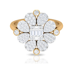 Natural Diamond Statement Engagement Ring in Illusion Set