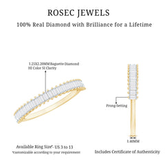 Natural Baguette Diamond Half Eternity Ring for Anniversary