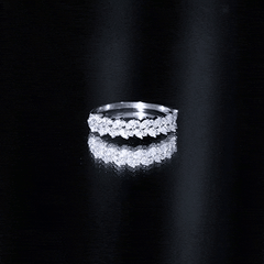Marquise and Round Moissanite Half Eternity Ring