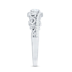 Vintage Style Diamond Engagement Ring with Bypass Shank