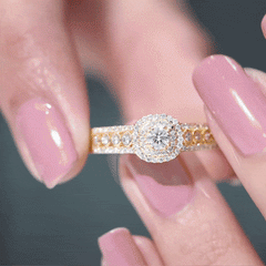 Certified Diamond Halo Engagement Ring For Women