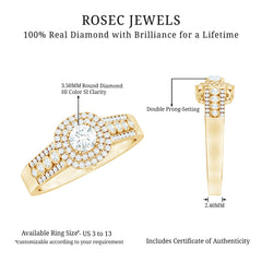 Certified Diamond Halo Engagement Ring For Women