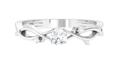 Natural Diamond Promise Ring with Crossover Shank