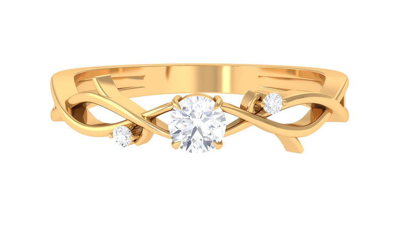 Natural Diamond Promise Ring with Crossover Shank