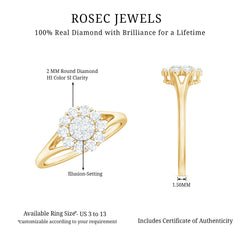 Certified Real Diamond Cluster Ring with Halo