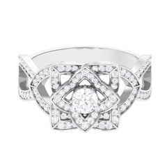 Genuine Diamond Blooming Flower Engagement Ring for Women