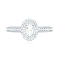 Diamond Double Halo Engagement Ring with Beaded Detailing