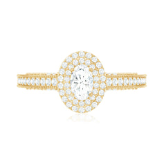 Diamond Double Halo Engagement Ring with Beaded Detailing