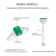 Natural 5X7mm Emerald Cut Emerald Diamond Engagement Ring with Celtic Knot