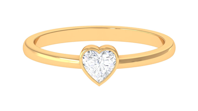 Natural Diamond Heart Promise Ring in Bezel Setting