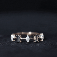 Baguette London Blue Topaz and Marquise Diamond Half Eternity Ring