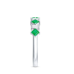 Certified Real Princess Cut Emerald Half Eternity Anniversary Ring