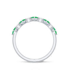 Certified Real Princess Cut Emerald Half Eternity Anniversary Ring