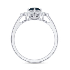 London Blue Topaz Floral Engagement Ring with Diamond