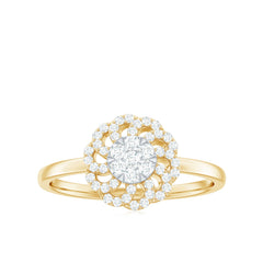 Certified Natural Diamond Flower Engagement Ring in Illusion Set
