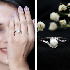 Bypass Freshwater Pearl Solitaire Ring