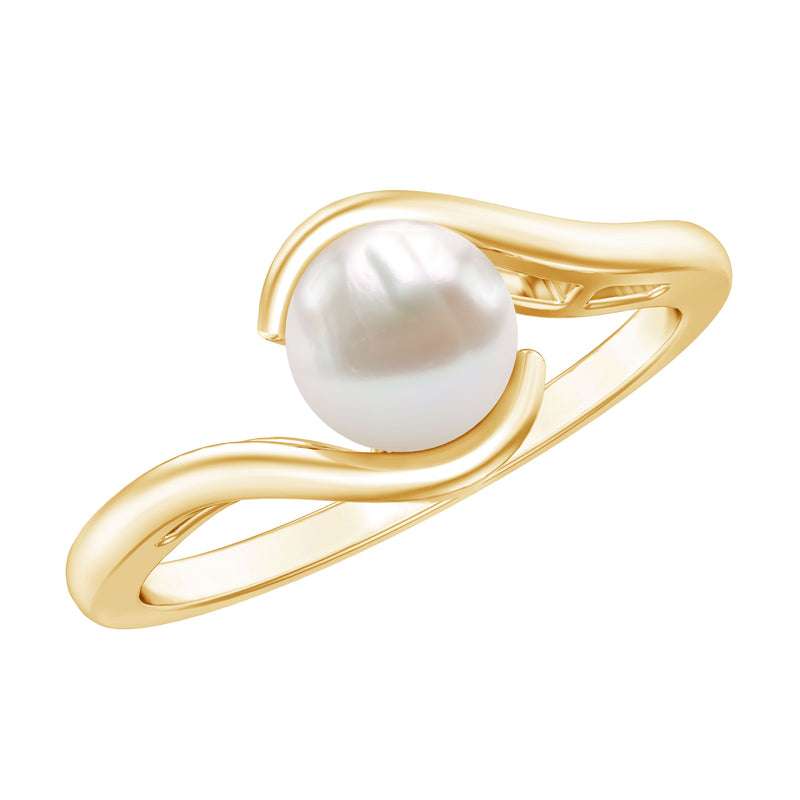 Bypass Freshwater Pearl Solitaire Ring