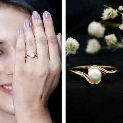 Bypass Freshwater Pearl Solitaire Ring