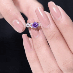 Round Shape Solitaire Amethyst and Diamond Infinity Engagement Ring