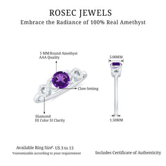 Round Shape Solitaire Amethyst and Diamond Infinity Engagement Ring