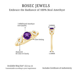 Round Shape Solitaire Amethyst and Diamond Infinity Engagement Ring