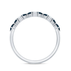 Pear Shape London Blue Topaz Half Eternity Band with Moissanite
