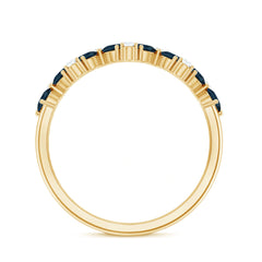 Pear Shape London Blue Topaz Half Eternity Band with Moissanite