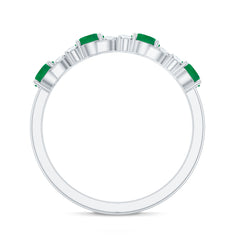 Natural Emerald Diamond Half Eternity Anniversary Band with Certificate