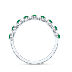 Genuine Green Emerald Braided Half Eternity Band