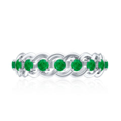 Genuine Green Emerald Braided Half Eternity Band