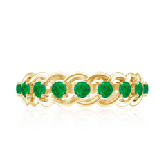 Genuine Green Emerald Braided Half Eternity Band