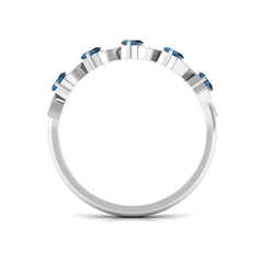 Baguette London Blue Topaz and Diamond Designer Eternity Band