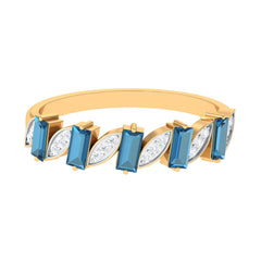 Baguette London Blue Topaz and Diamond Designer Eternity Band