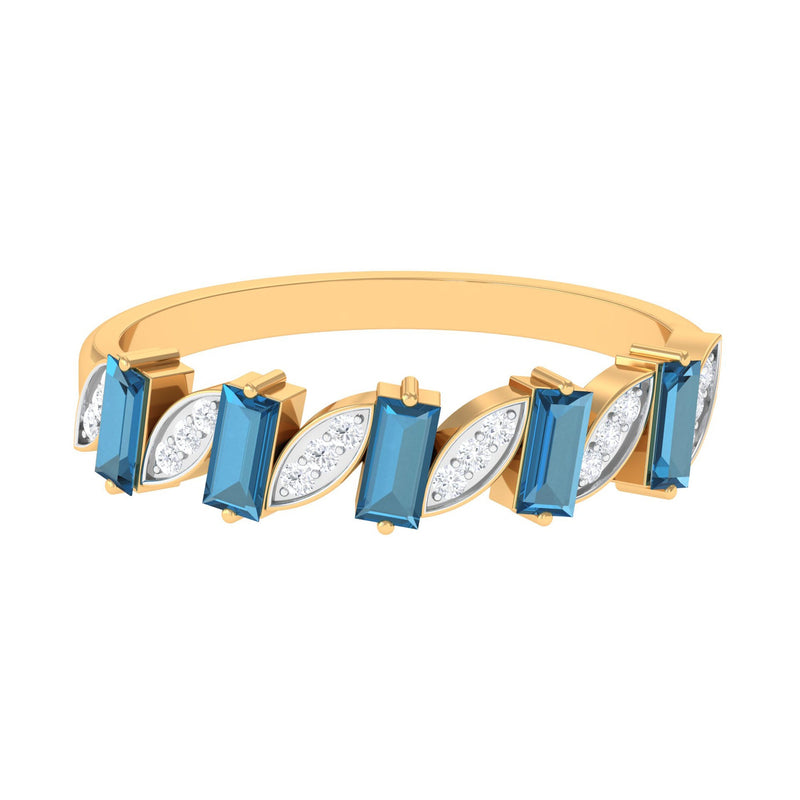 Baguette London Blue Topaz and Diamond Designer Eternity Band
