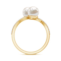 Moi et Toi Freshwater Pearl Bypass Ring with Diamond