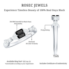Genuine Black Onyx and Diamond Half Eternity Wedding Band