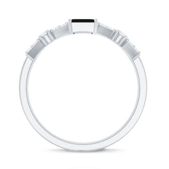 Genuine Black Onyx and Diamond Half Eternity Wedding Band