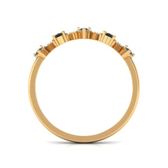 Pear Black Onyx Half Eternity Band Ring with Diamond