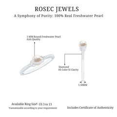 Freshwater Pearl and Diamond Side Stone Engagement Ring with Celtic Details