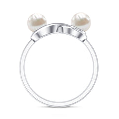 4 CT Toi et Moi Freshwater Pearl Infinity Gold Ring
